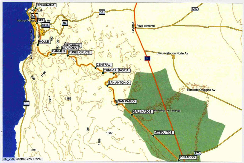 Route Zug Transatacama Route Zug durch die Atacama Wüste